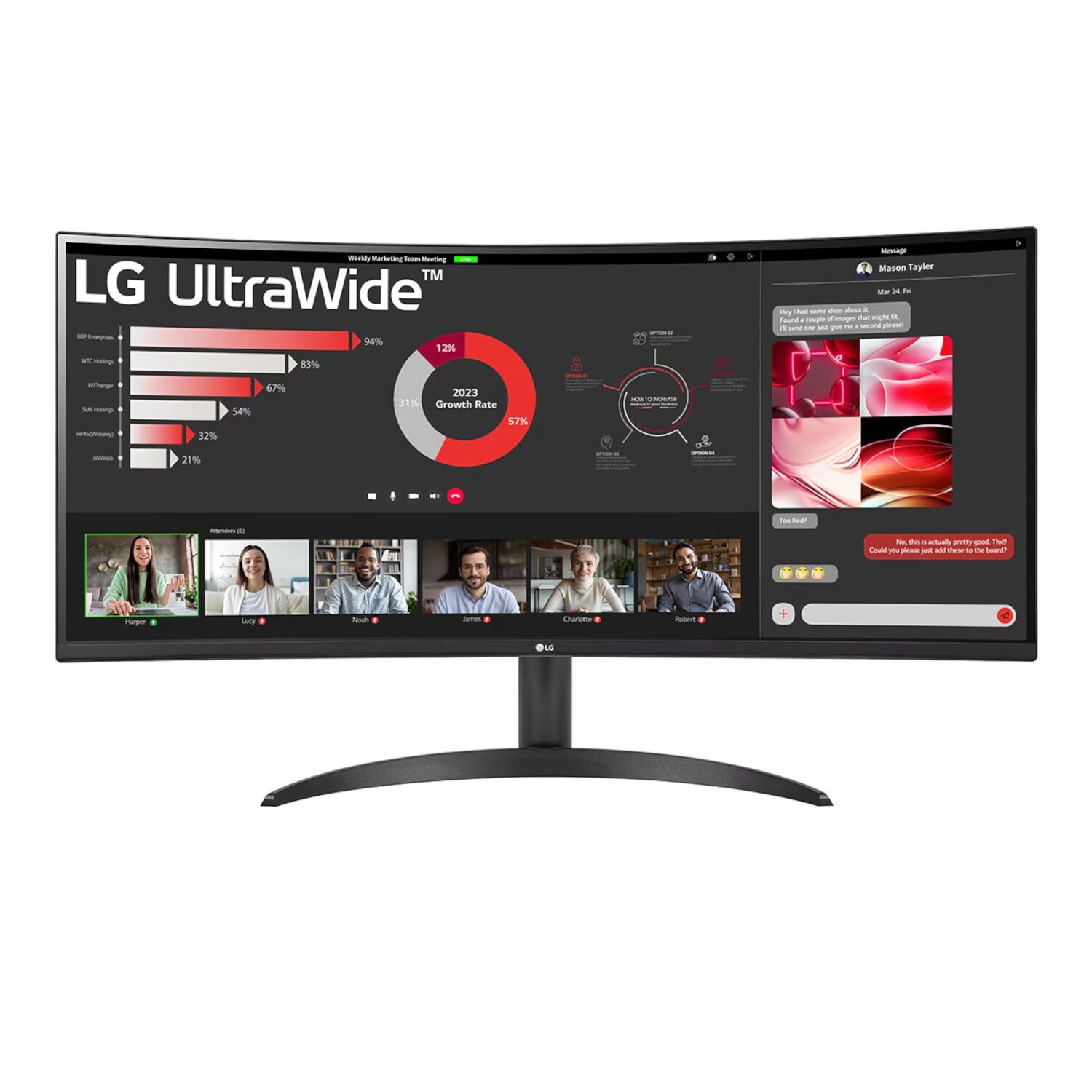 LG 34" UltraWide QHD Curved Monitor (100Hz, FreeSync, HDR10, HDMI/DP) Lg Ultrawide 34" Qhd Va Curved Monitor 100Hz - Image 1