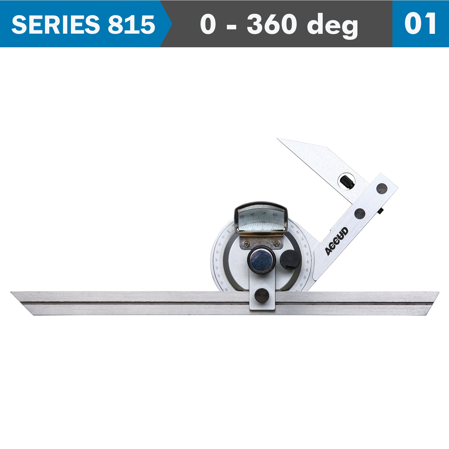 AC815-360-01 UNIVERSAL PROTRACTOR 360 DEG. S/STEEL 5' ACC. 5' GRAD. - Image 1