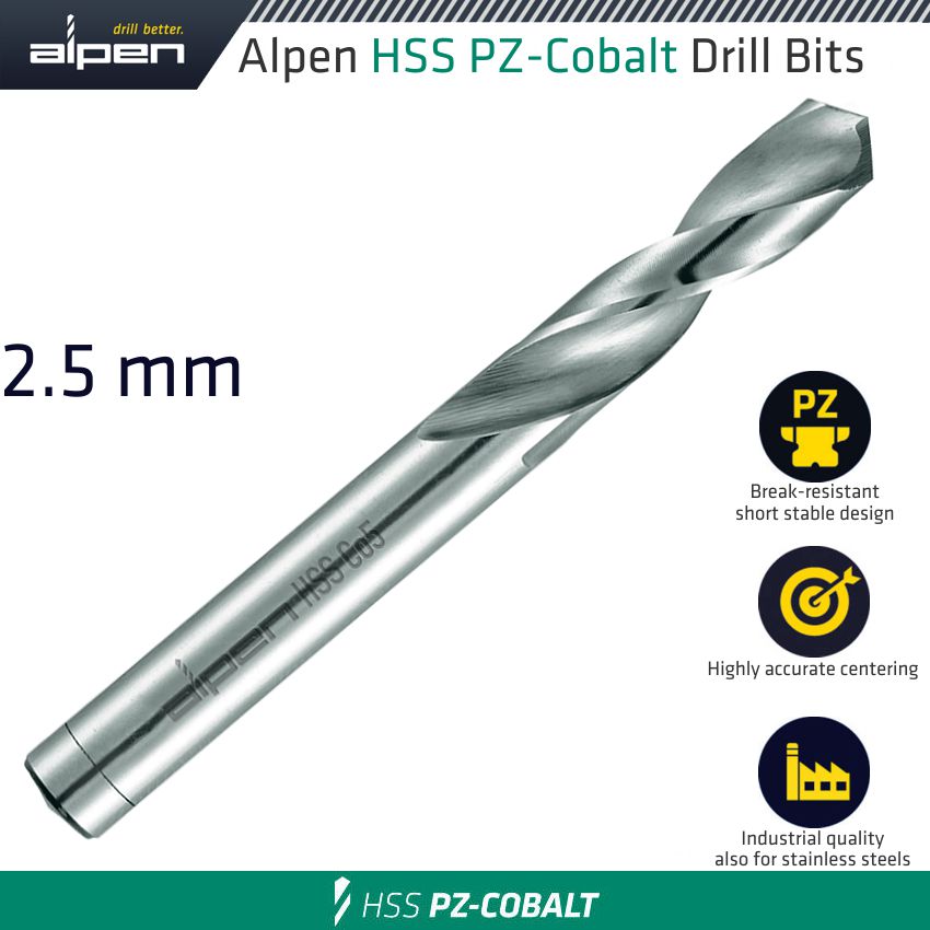 ALP9010025 Alpen Cobalt Drill Short Bulk 2.50Mm - Image 1