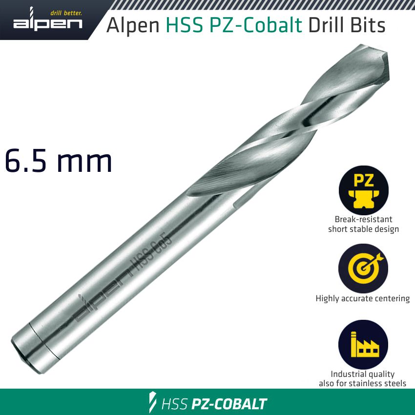 ALP9010065 Alpen Cobalt Drill Short Bulk 6.50Mm - Image 1
