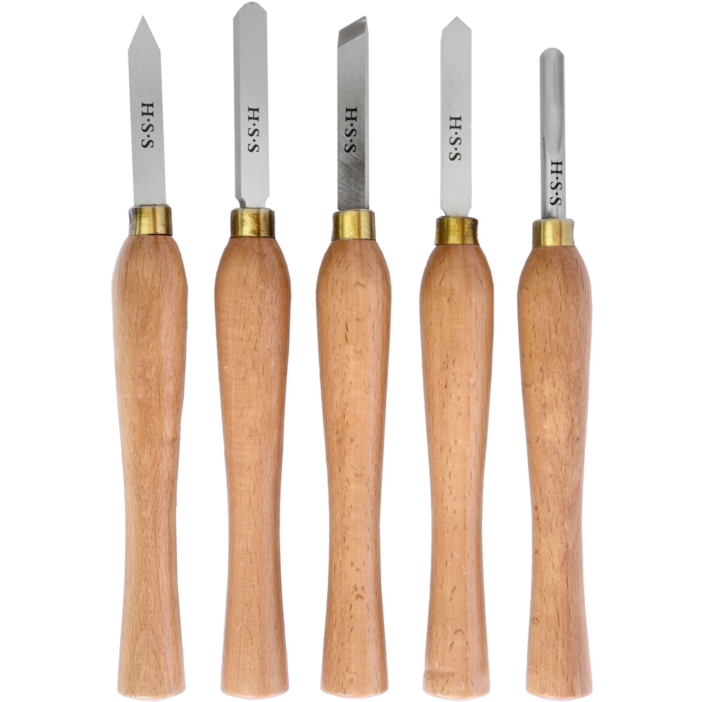 CH10006 Chisel Set Wood Turning 270Mm Hss 5 Piece Wood Case - Image 1