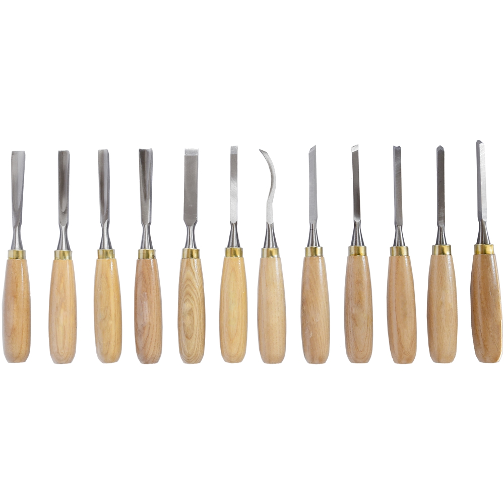 CH30003 Chisel Set Wood Carving 12Piece In Leather Pouch - Image 1