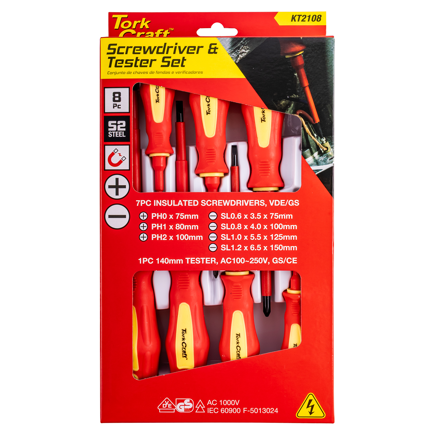 KT2108 8Pc Screwdriver &Amp; Tester Set Electricians Insulated Vde - Image 1