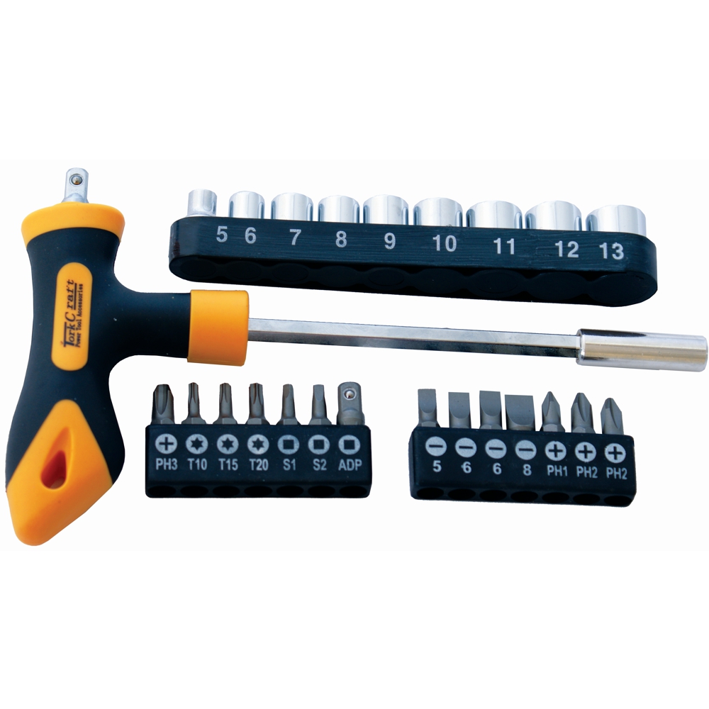 KT7124 Screwdriver Bit &Amp; Socket Set 24 Pc T Bar - Image 1