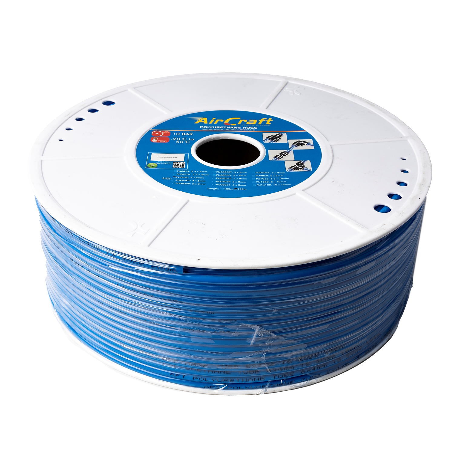 PU0640 Polyurethane Hose Blue 6Mm O.d. Per Metre (200M Per Roll) - Image 1