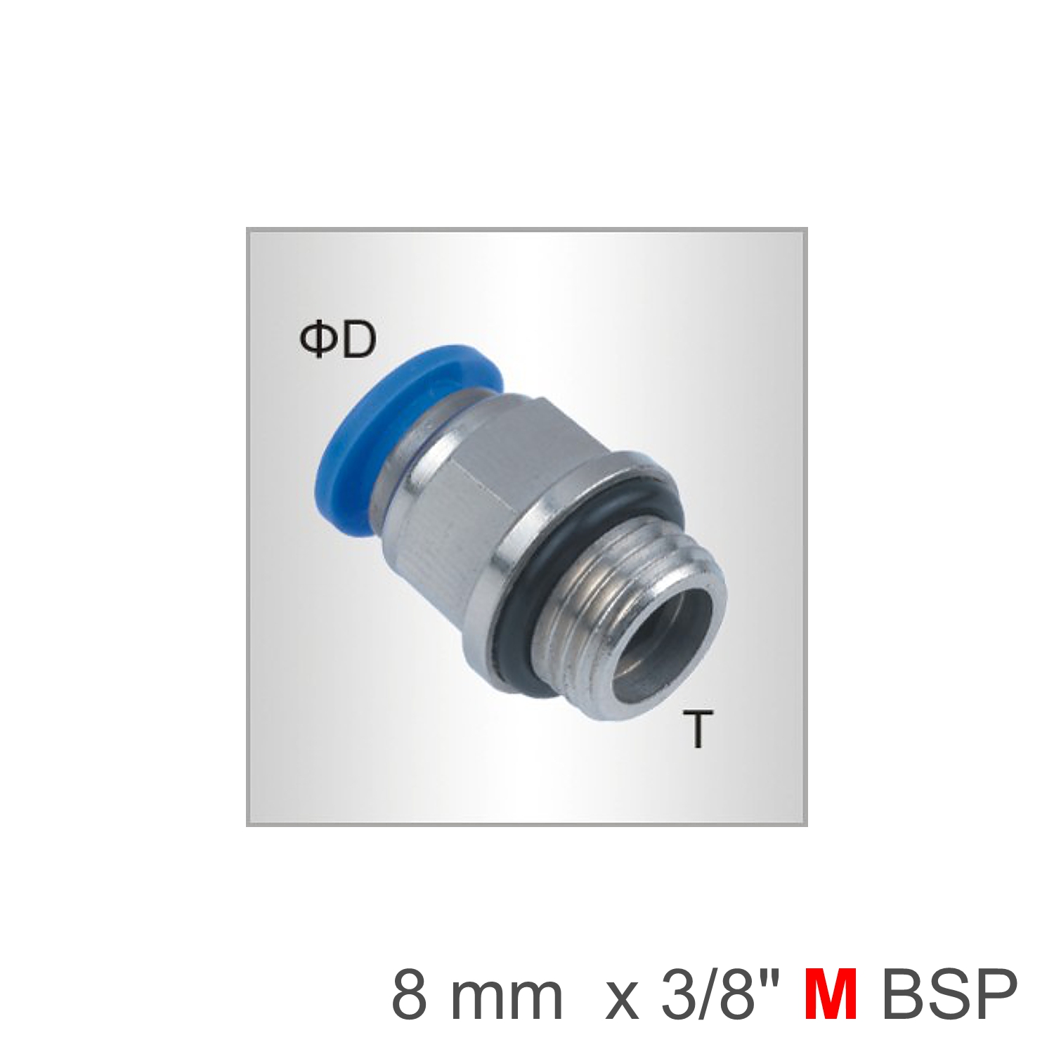 SPC08-G03 Pu Fitting Str. Stud W/O-Ring 8Mm-3/8 M - Image 1