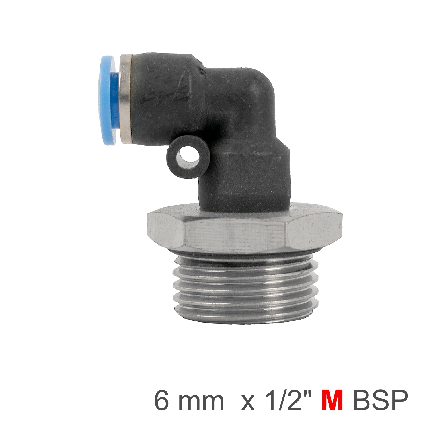 SPL06-G04 Elbow W/O-Ring 6Mm-1/2 M Pu Hose Fitting - Image 1