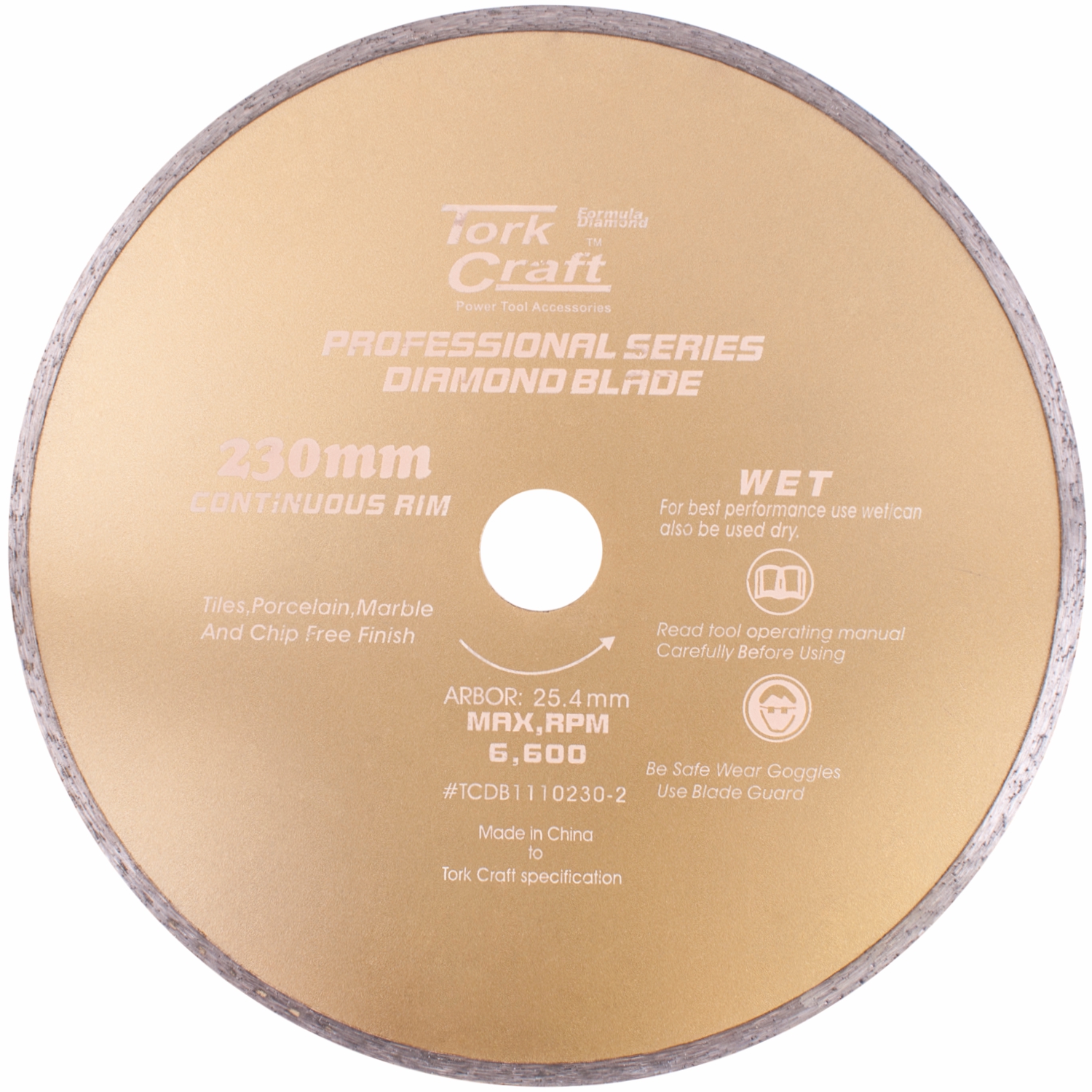 TCDB1110230 Diamond Blade 230Mm X 22.22 Continues Rim - Image 1