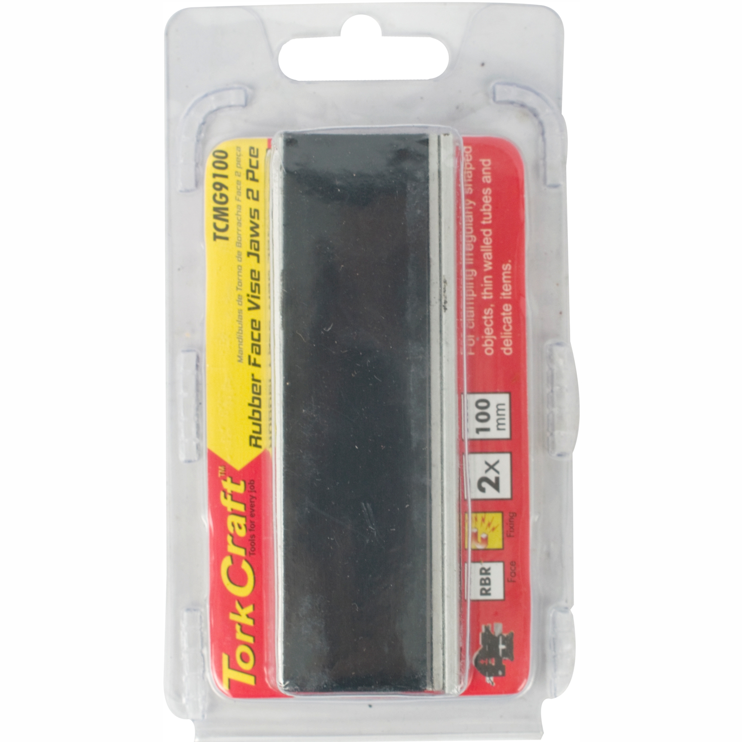 TCMG9100 Vice Jaws Magnetic Alum. 100Mm X 32Mm 2Pc Rubber Face - Image 1