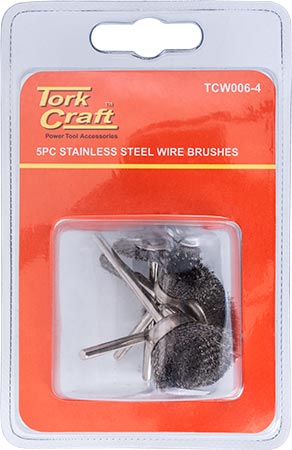 TCW006-4 Wire Brushes Mini 5Pc Stainless Steel 3.2Mm Shaft Assorted Shapes - Image 1