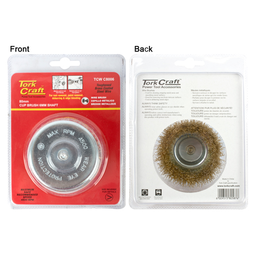 TCWC8006 Wire Cup Brush 80Mm X 6Mm Shaft Blister - Image 1