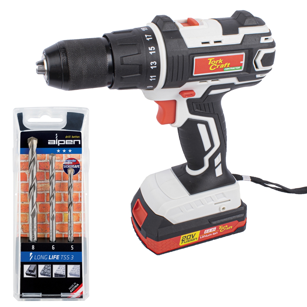 TORKIT038 Imp Driver Tc20030 With Masonry Drill Set Alp Tss3 - Image 1