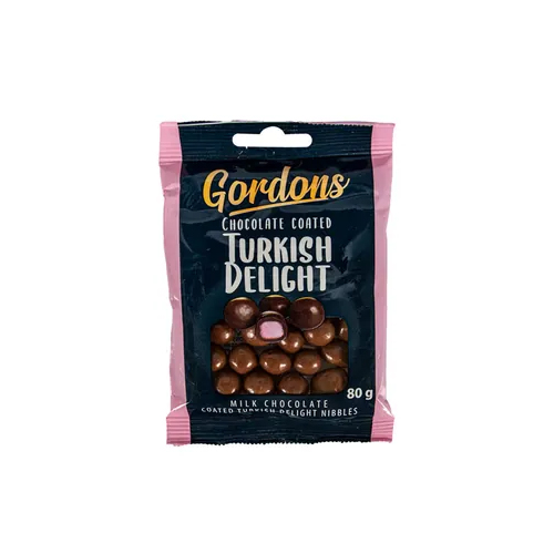 903-000129 Gordons Sweets Chocolate Coated Turkish Delight 80G - Image 1