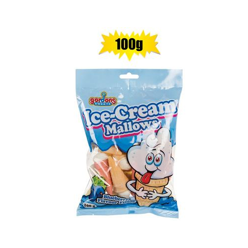903-000962 Gordons Sweets Blueberry Ice Cream Mallows 100G - Image 1