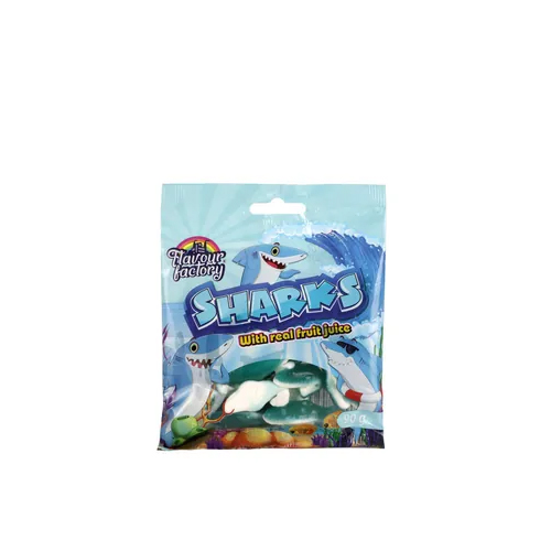 903-005102 Flavour Factory Sharks Gummy Sweets 90G - Image 1