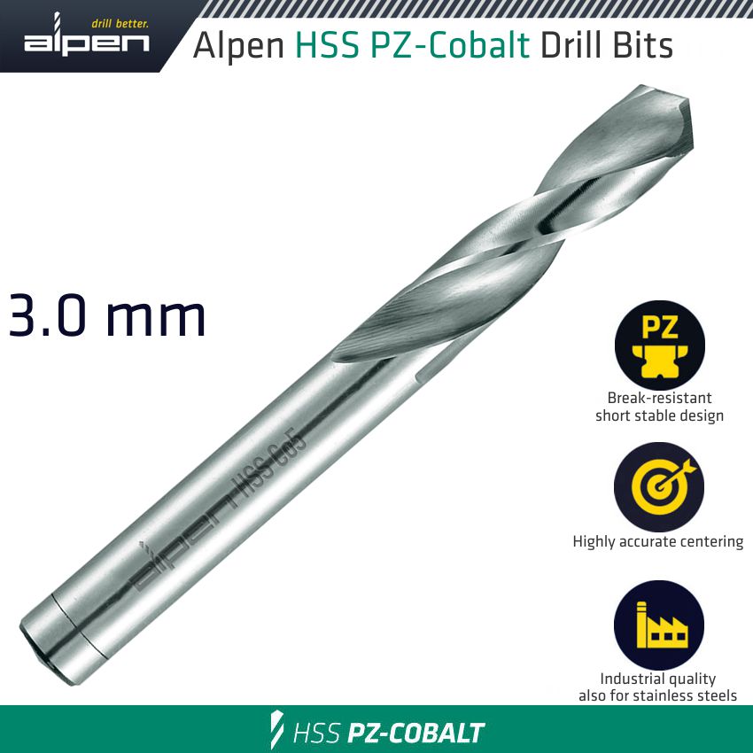 ALP901003 Alpen Cobalt Drill Short Bulk 3.0Mm - Image 1