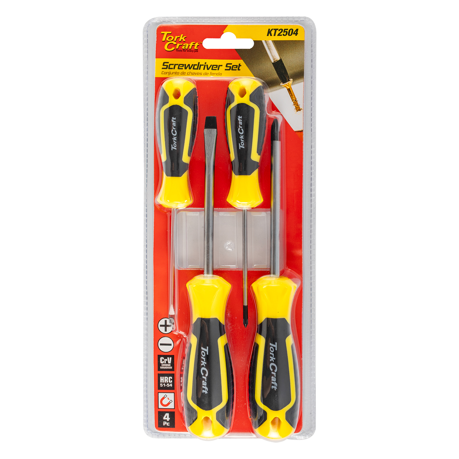 KT2504 4Pc Screwdriver Set ( Ph2X100Mm Ph0X75Mm Sl3X75Mm 6X100Mm) - Image 1