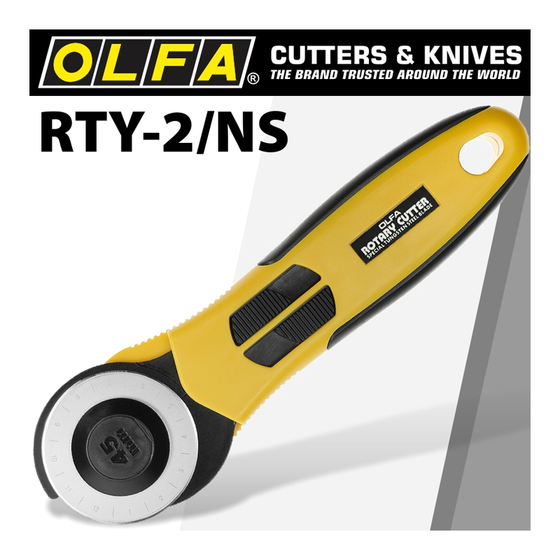 OLFA-ROTARY-CUTTER-45MM-BLADE-SAFETY-SLIDE-1 OLFA ROTARY CUTTER 45MM BLADE C/W SAFETY SLIDE - Image 1